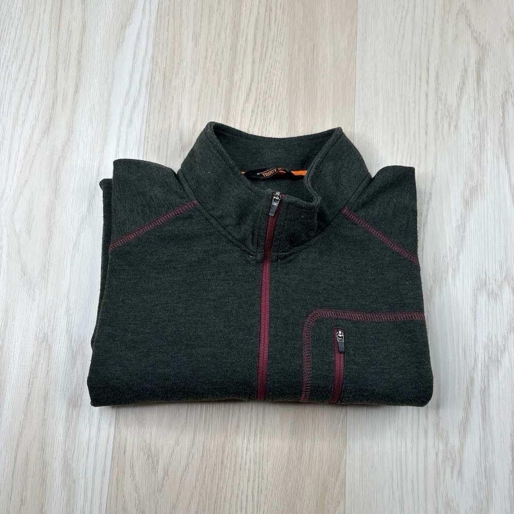 Orvis Trout Bum Sweater Wool Blend Quarter Zip Pullover Fishing Men's Size XL